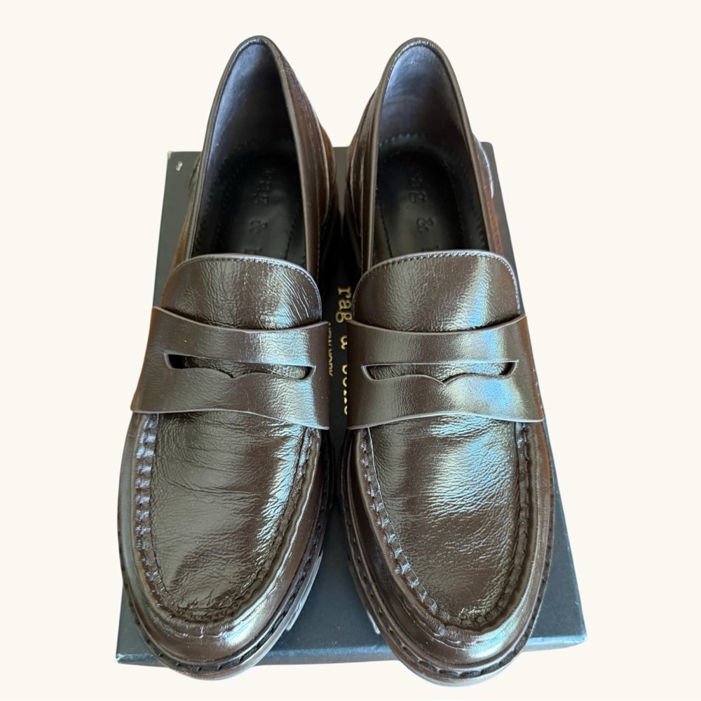 Rag & Bone Shiloh Leather Loafers Brown
